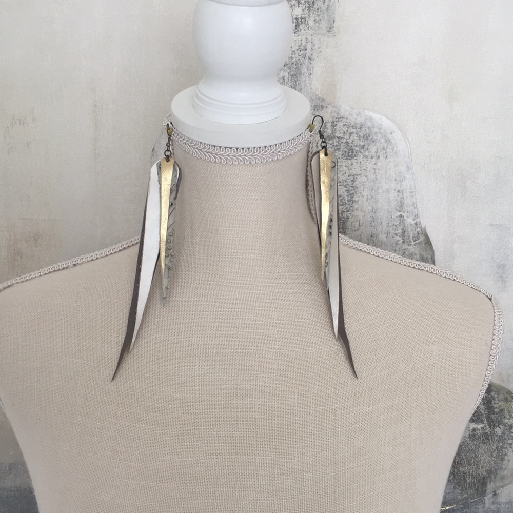 Handmade Leather Feather Earrings